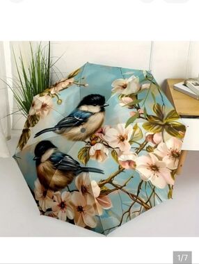 🆕️🐦☔️ SONG BIRDS & FLORAL BLOSSOMS COMPACT UMBRELLA☔️🐦
